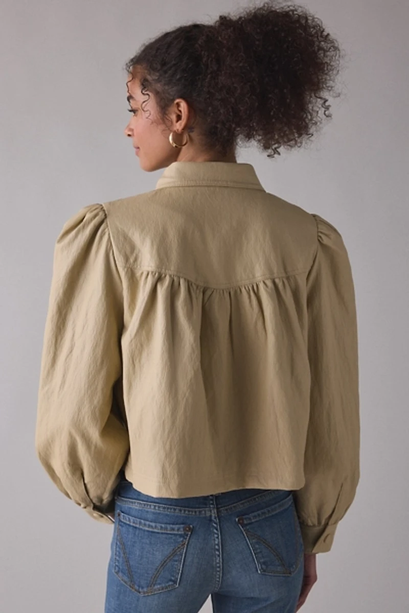 Avec Les Filles Faux Leather Puff Sleeve Jacket