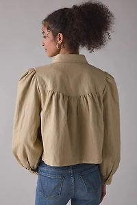 Avec Les Filles Faux Leather Puff Sleeve Jacket