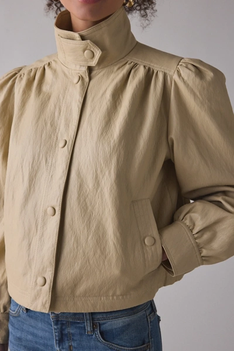 Avec Les Filles Faux Leather Puff Sleeve Jacket