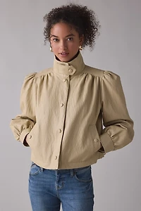 Avec Les Filles Faux Leather Puff Sleeve Jacket