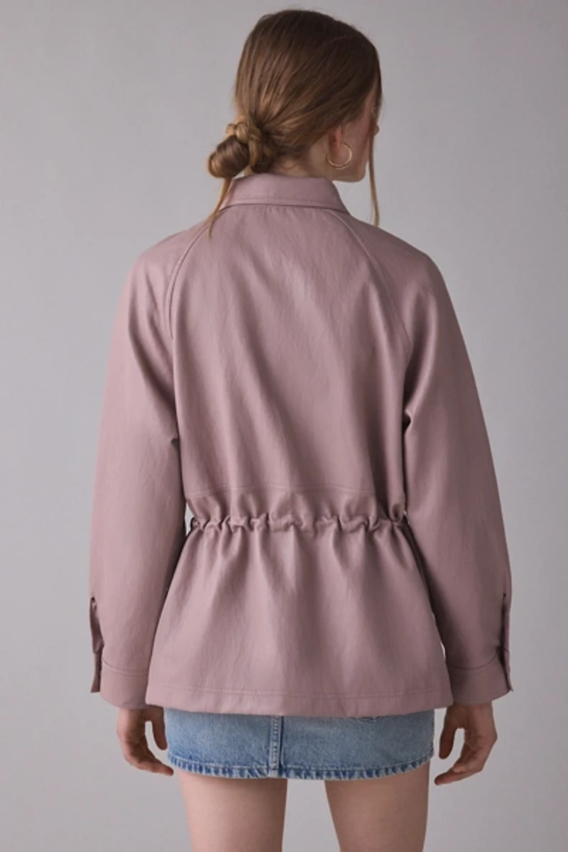Avec Les Filles Faux Leather Anorak Jacket