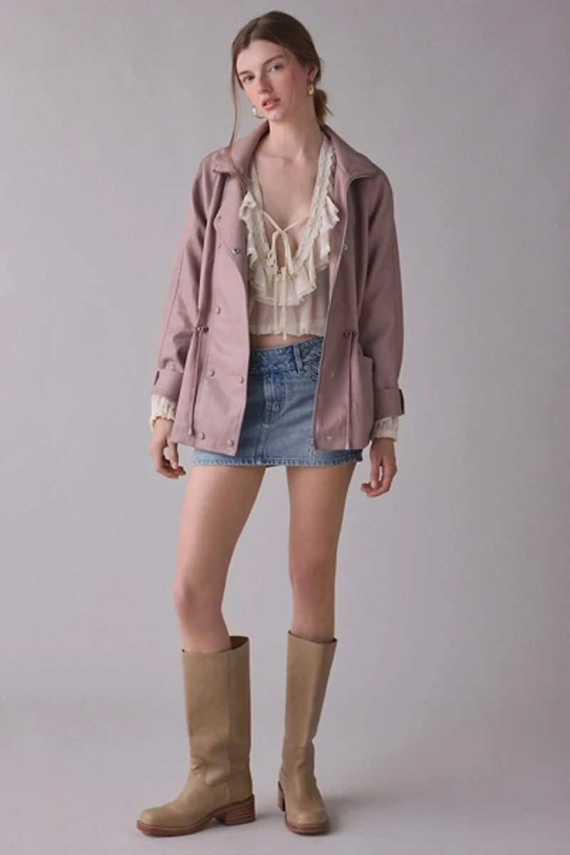 Avec Les Filles Faux Leather Anorak Jacket