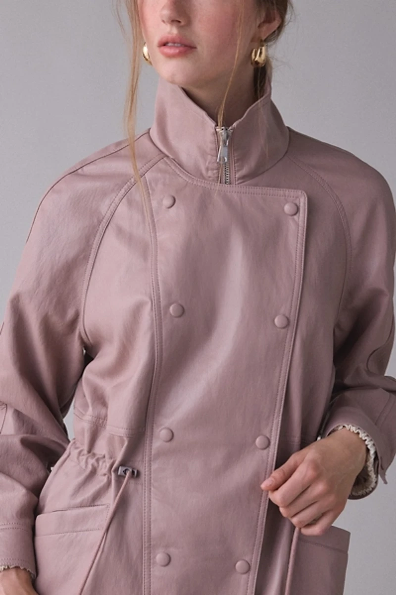 Avec Les Filles Faux Leather Anorak Jacket