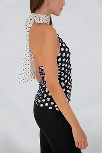 Amy Lynn Sophie Contrast Mono Polka Dot Scarf Neck Top