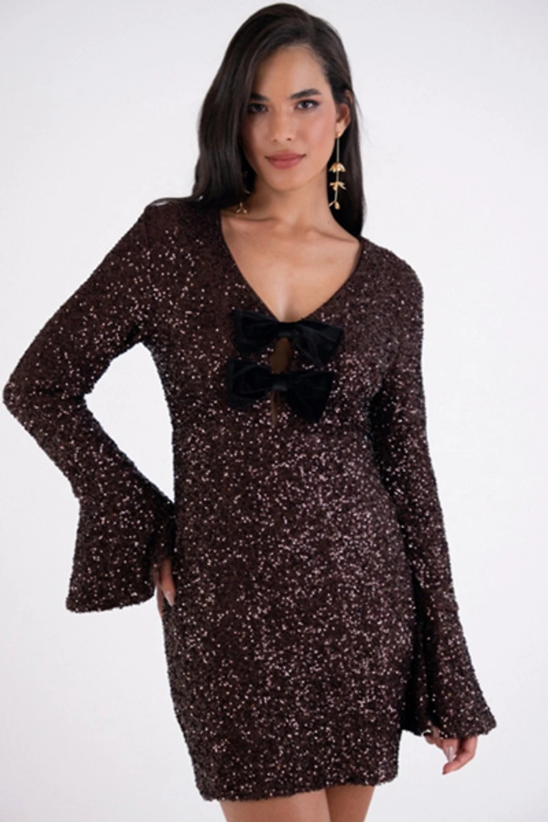 Amy Lynn Diana Premium Sequin Dress with Bow Tie