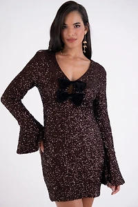 Amy Lynn Diana Premium Sequin Dress with Bow Tie