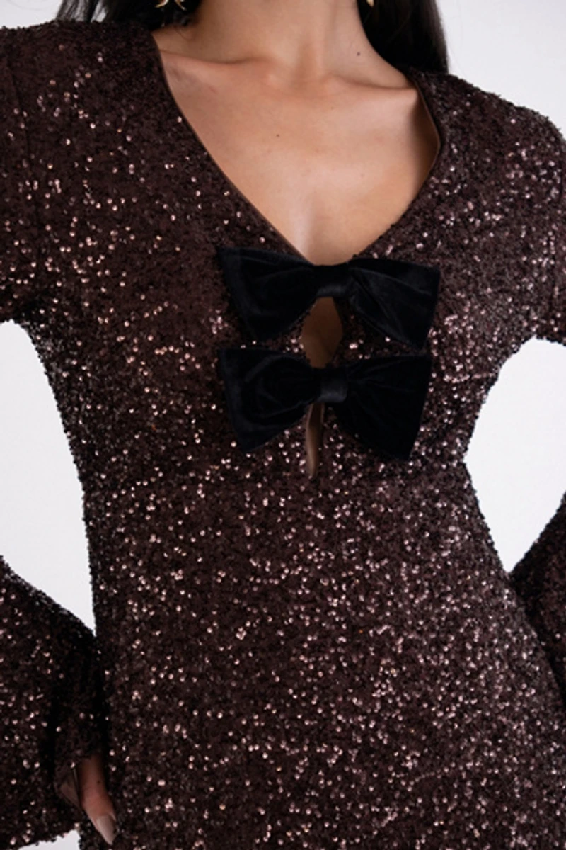 Amy Lynn Diana Premium Sequin Dress with Bow Tie