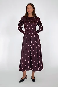 Amy Lynn Mabel Polka Dot Satin Smocked Midaxi Dress