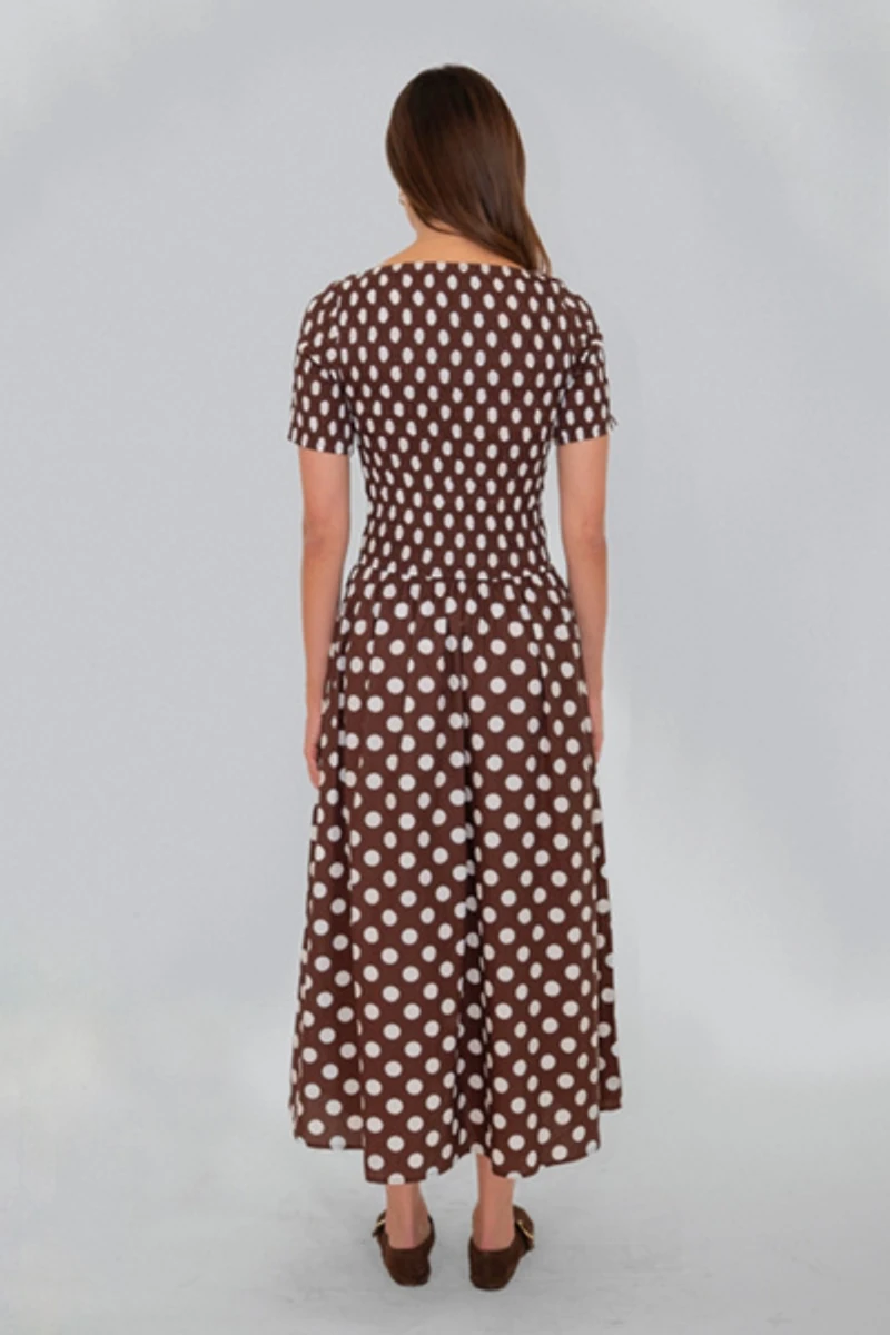 Amy Lynn Matilda Pure Cotton Polka Dot Midi Dress