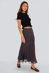 Amy Lynn Alma Polka Dot Chiffon Asymmetric Maxi Skirt