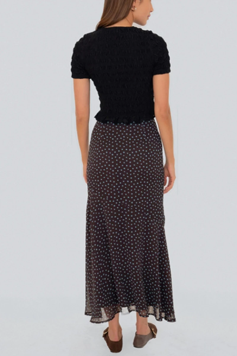 Amy Lynn Alma Polka Dot Chiffon Asymmetric Maxi Skirt
