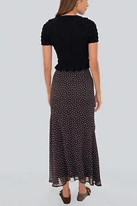Amy Lynn Alma Polka Dot Chiffon Asymmetric Maxi Skirt