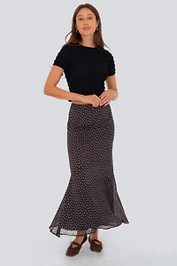 Amy Lynn Alma Polka Dot Chiffon Asymmetric Maxi Skirt