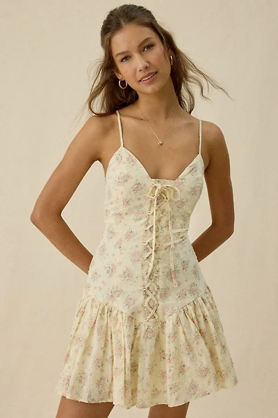 Daisy Street Rosey Lace-Up Corset Mini Dress