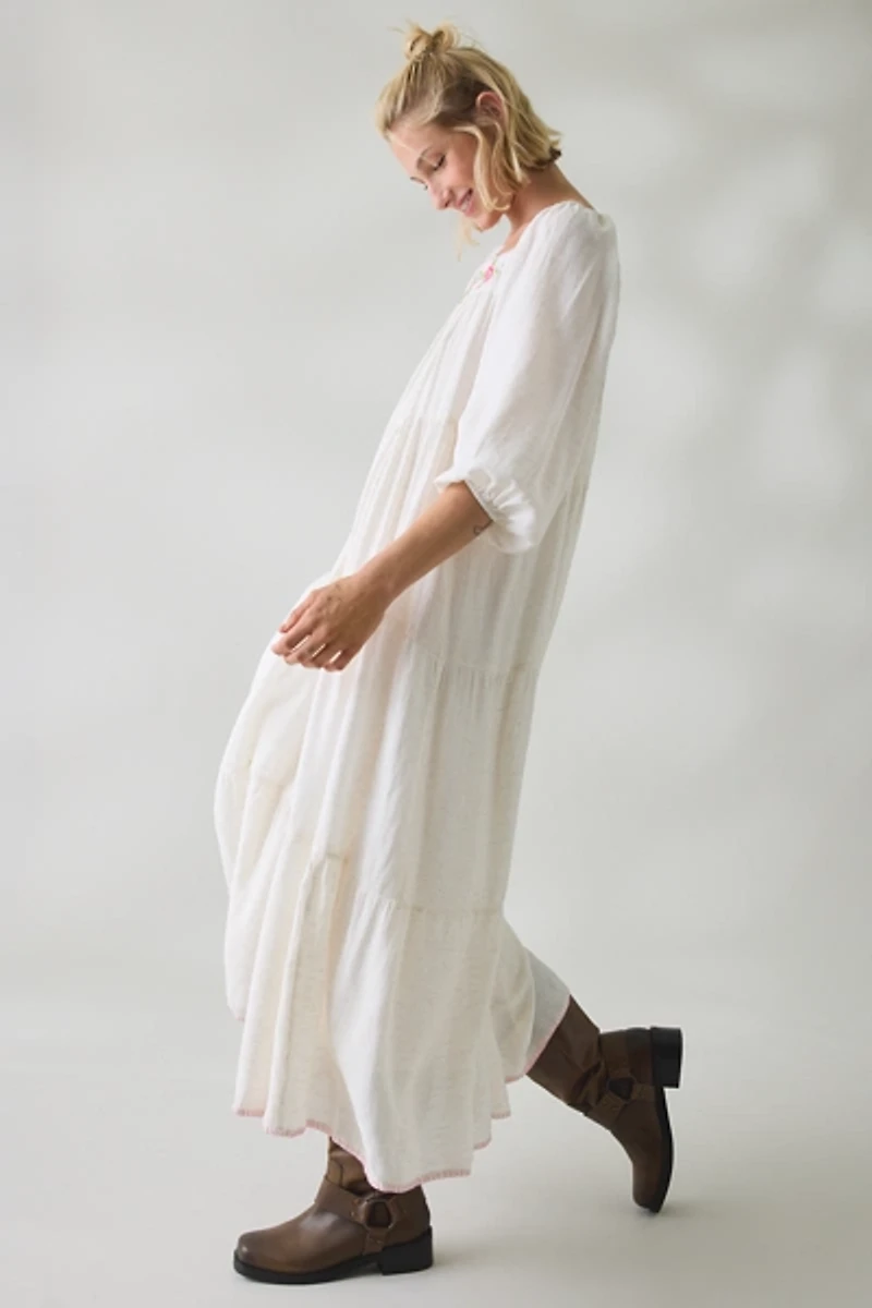 Daisy Street Goldie Floral Embroidered Tiered Maxi Dress