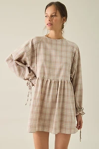 Daisy Street Lulu Long Sleeve Plaid Cotton Mini Dress