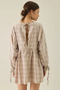 Daisy Street Lulu Long Sleeve Plaid Cotton Mini Dress