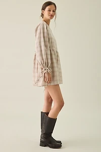 Daisy Street Lulu Long Sleeve Plaid Cotton Mini Dress