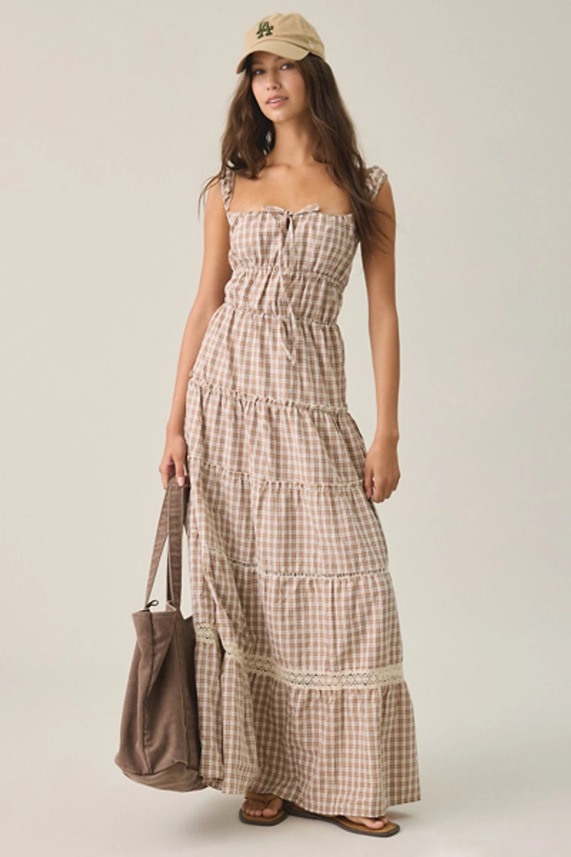 Daisy Street Mira Lace Trim Tiered Maxi Dress