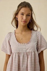 Daisy Street Orielle Puff Sleeve Babydoll Mini Dress