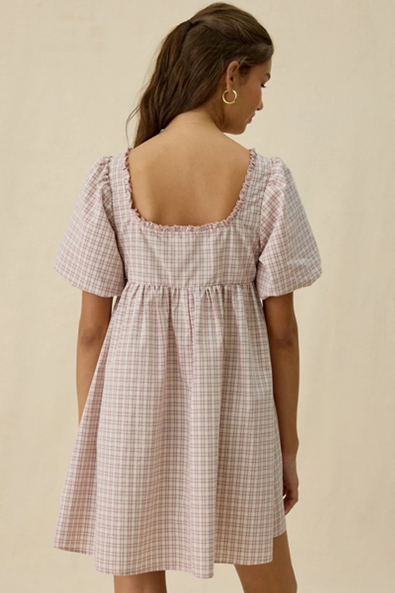 Daisy Street Orielle Puff Sleeve Babydoll Mini Dress