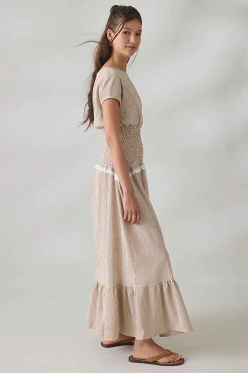 Daisy Street Danica Smocked Short Sleeve Maxi Dress