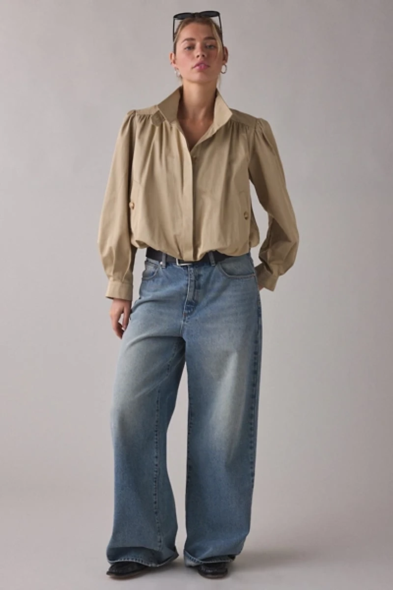 ASTR The Label Estero Gathered Sleeve Bomber Jacket