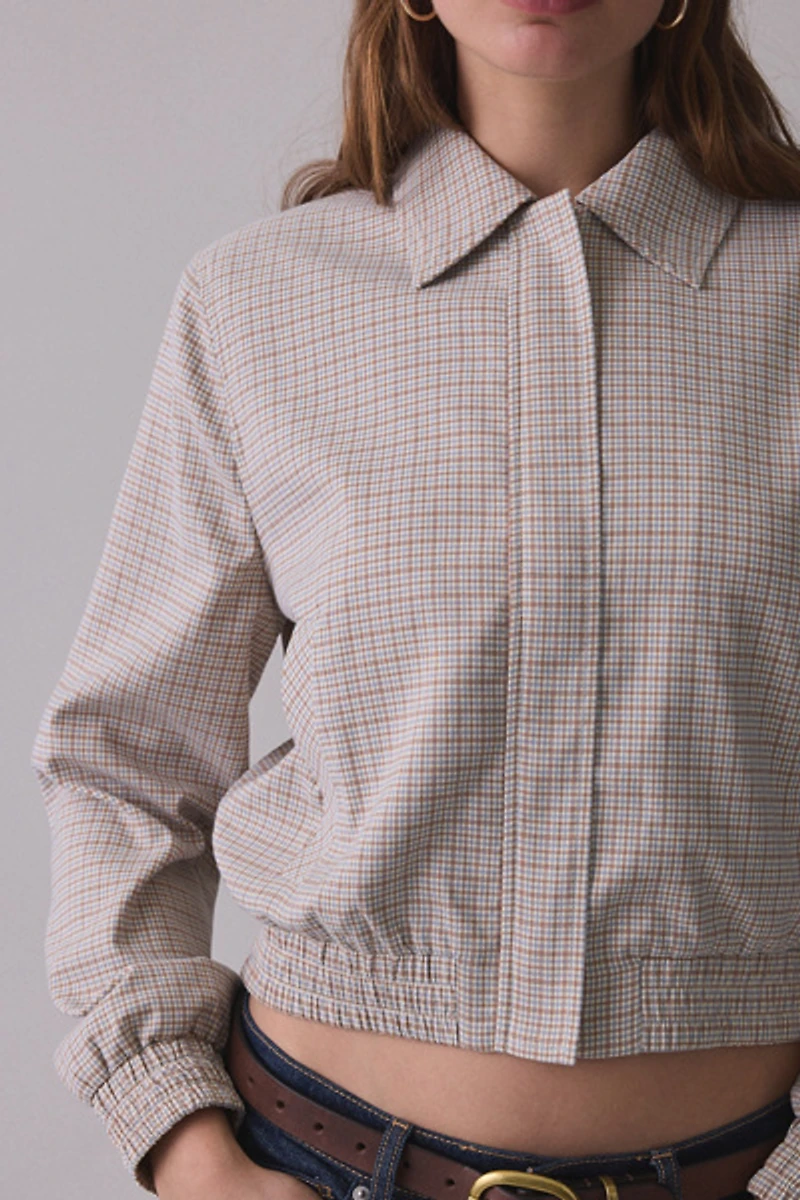 ASTR The Label Reid Plaid Collared Bomber Jacket