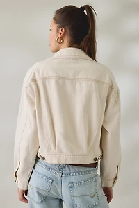 BLANKNYC Lace-Up Cream Denim Jacket