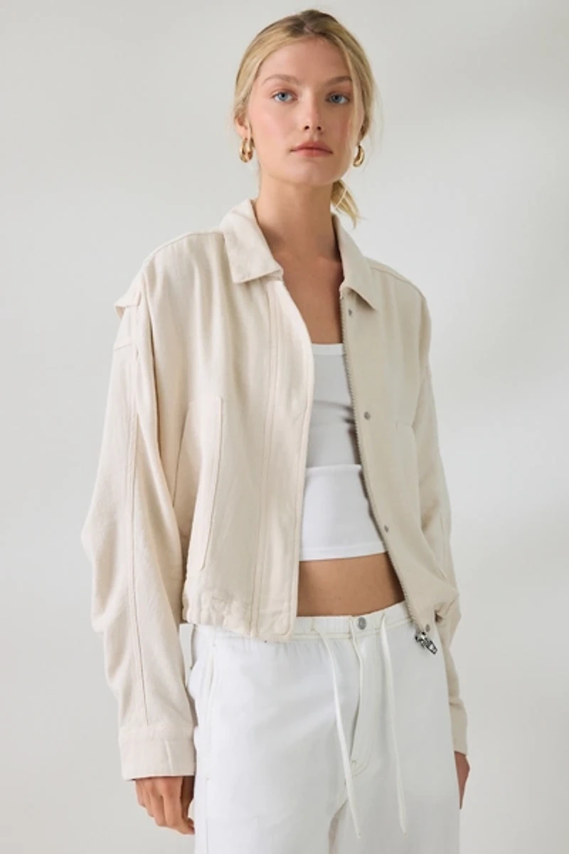 BLANKNYC Oyster Bar Linen Utility Jacket