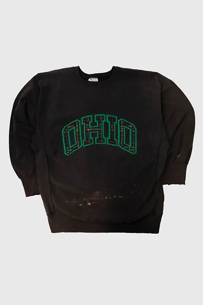 Vintage Champion Ohio Plaid Letter Crewneck Sweatshirt