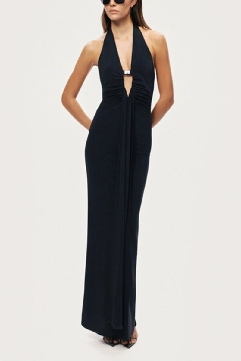 Nocturne Halter Neck Cut-Out Maxi Dress