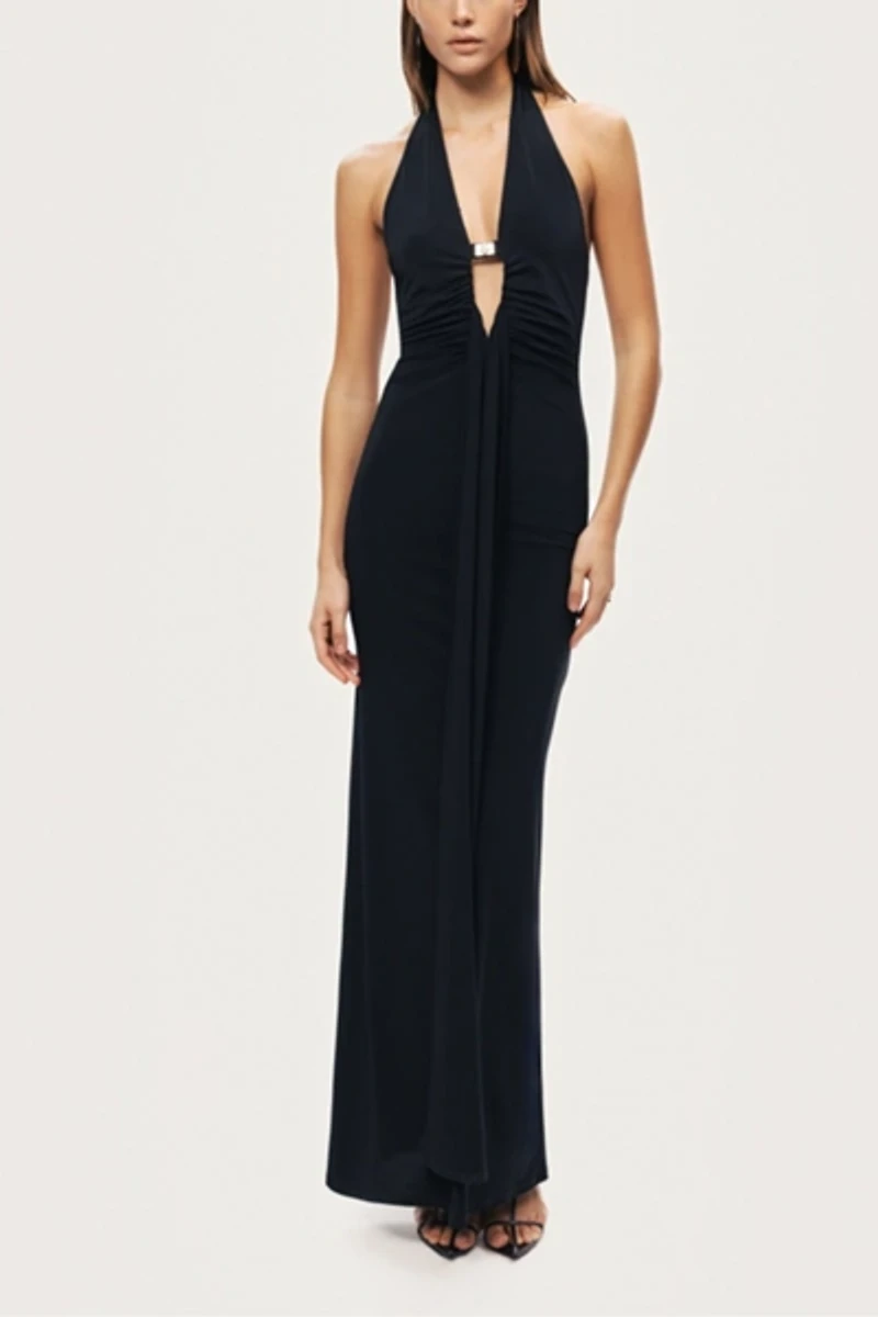 Nocturne Halter Neck Cut-Out Maxi Dress