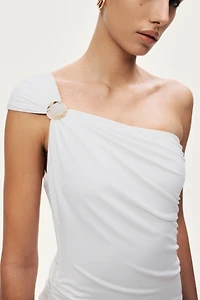 Nocturne One-Shoulder Contrast Maxi Dress