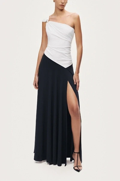 Nocturne One-Shoulder Contrast Maxi Dress