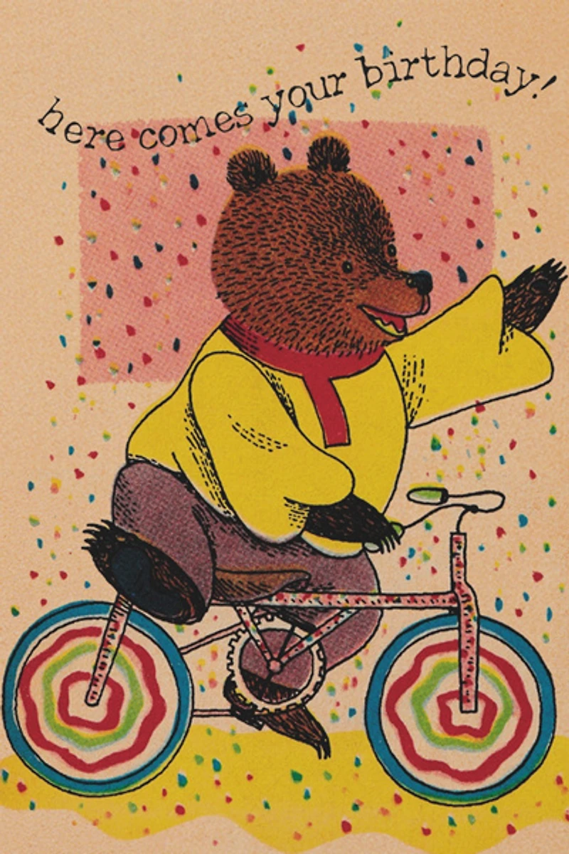 Red Cap Cycling Bear Greeting Card