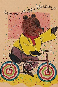 Red Cap Cycling Bear Greeting Card