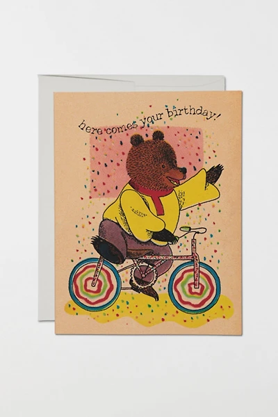 Red Cap Cycling Bear Greeting Card