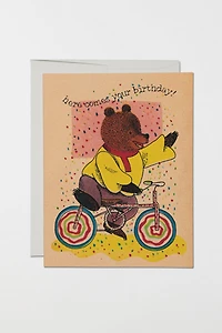 Red Cap Cycling Bear Greeting Card