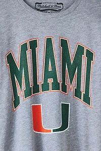 Mitchell & Ness NCAA University Of Miami Arch Logo Long Sleeve Tee