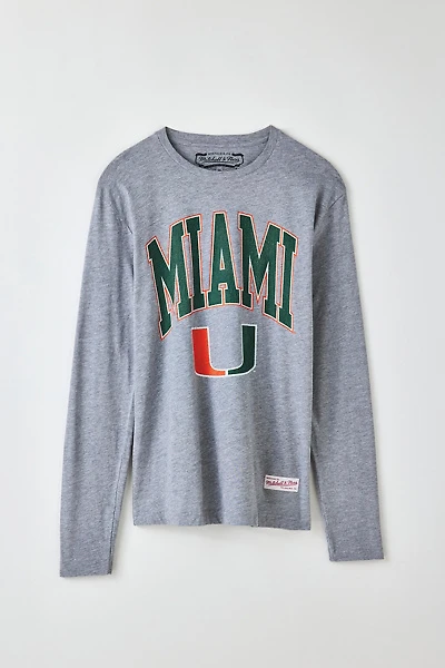 Mitchell & Ness NCAA University Of Miami Arch Logo Long Sleeve Tee