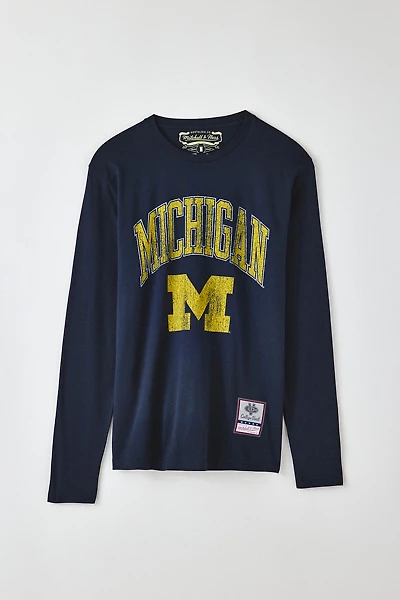 Mitchell & Ness NCAA University Of Michigan Arch Logo Long Sleeve Tee