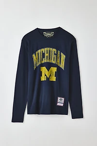Mitchell & Ness NCAA University Of Michigan Arch Logo Long Sleeve Tee