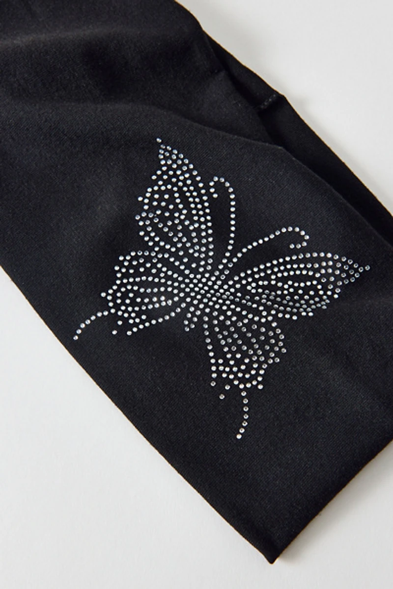 Flutter Flora Rhinestone Wide Knit Headband