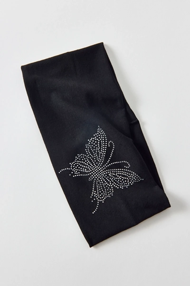Flutter Flora Rhinestone Wide Knit Headband