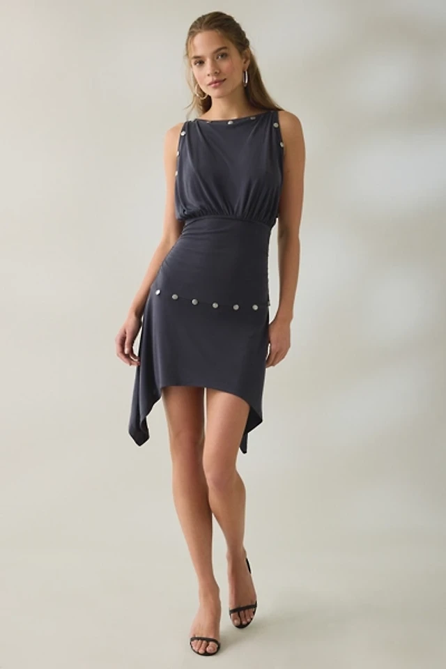 black sequin midi dress Mac Duggal Women's Sleeveless Sequin Midi Dress With Velvet Bow - Black main image 1