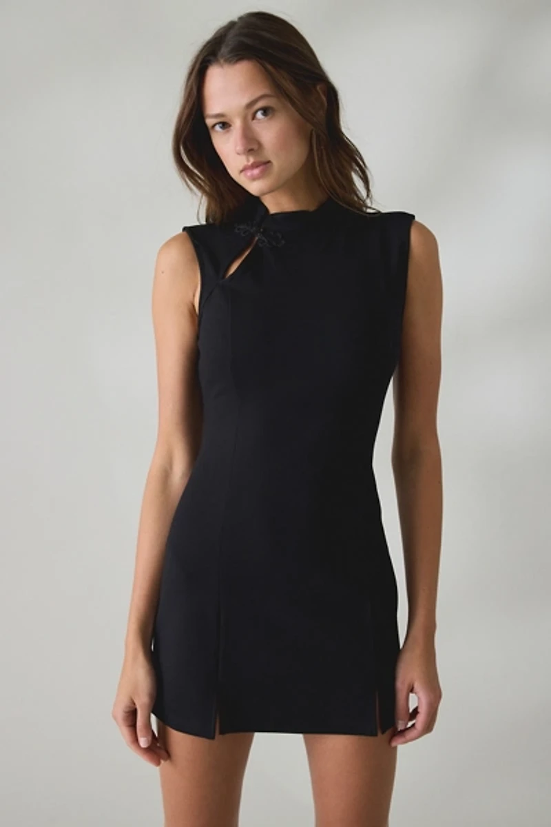 UO Right On Ponte Keyhole Cutout Mini Dress