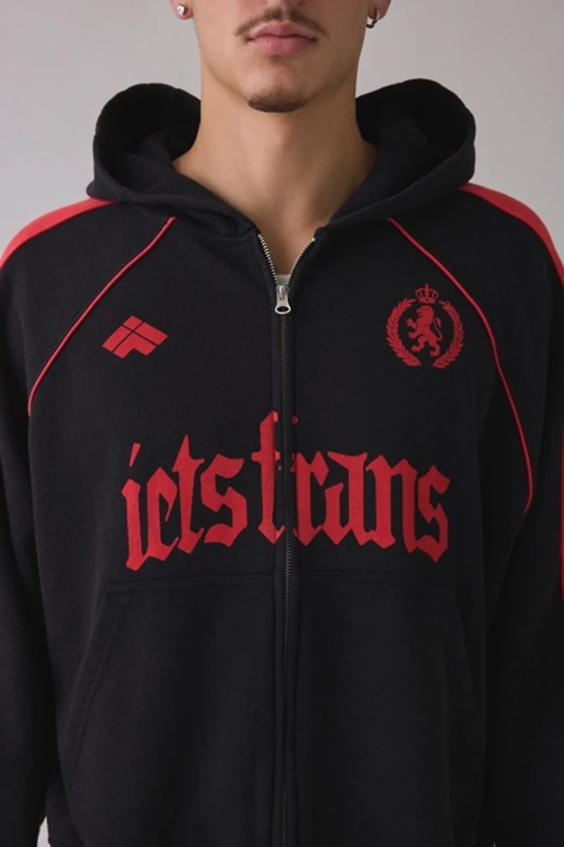 iets frans… Gothic Logo Paneled Full Zip Hoodie Sweatshirt