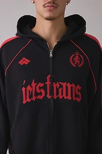 iets frans… Gothic Logo Paneled Full Zip Hoodie Sweatshirt