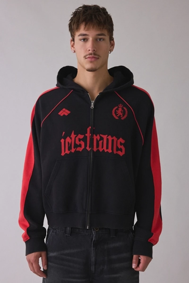 iets frans… Gothic Logo Paneled Full Zip Hoodie Sweatshirt